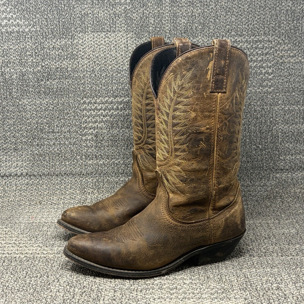 Laredo 51099 Womens Brown Leather Western Cowgirl Rodeo Boots Size 8M Distressed